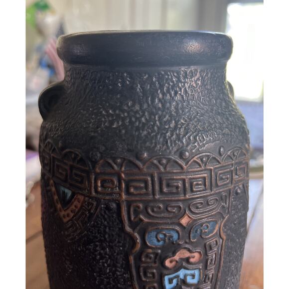 Vintage Japanese Tokanabe Textured Black Pottery 10" Tall Art Nouveau 1923 - Picture 3 of 5